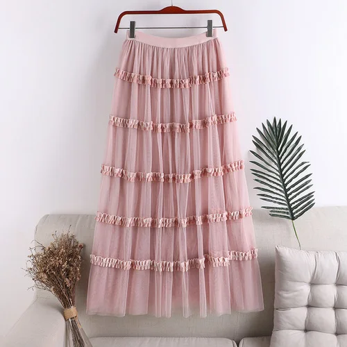 leather skirt 2020 New Arrivalkorean High Waist Skirts Sweet Chic A-Line Mesh Patchwork Velvet Faldas Mujer Preppy Style Midi Skirt black pleated skirt Skirts