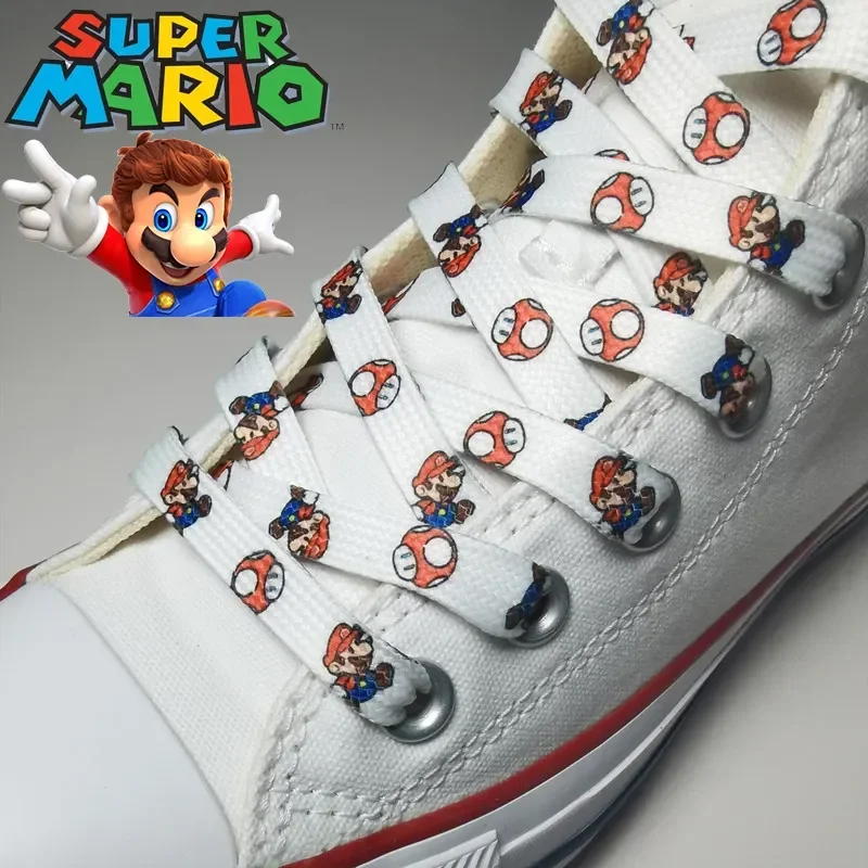 

Super Mario Bros Cartoon Graffiti Shoelaces for Kids Shoes Decorative Rope for Men and Women High Top Low Top Couple Shoelaces