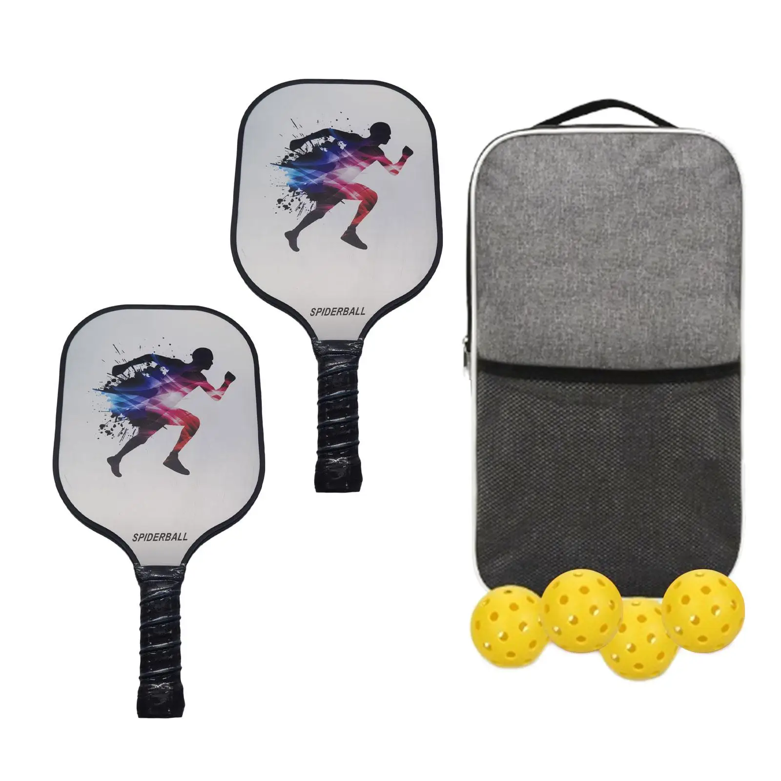 

Pickleball Paddle Set with 2 Rackets 4 Pickleballs Portable Pickleball Rackets Pickleball Racquets for Indoor Adults Beginners