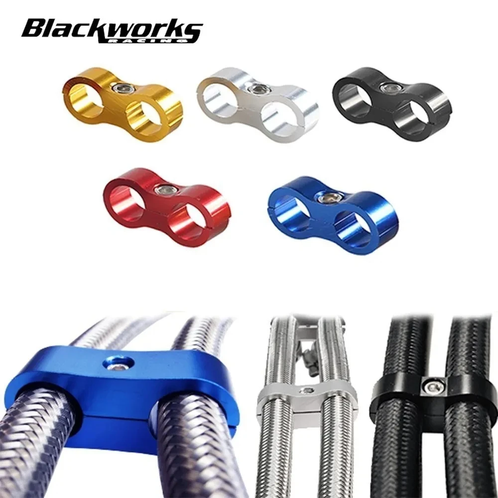 Hose Clamps Universal Aluminum AN4 AN6 AN8 AN10 Braided Rubber Hose Line Clamp Splitter Billet Oil Fuel Water Hose Tube Seprator Kit