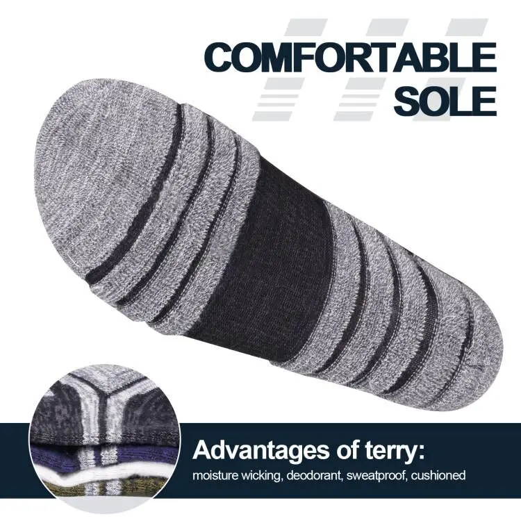 YUEDGE Brand Men Socks Cushion Cotton Crew Athletic Sport Hiking Socks Winter Warm Thermal 5 Pairs