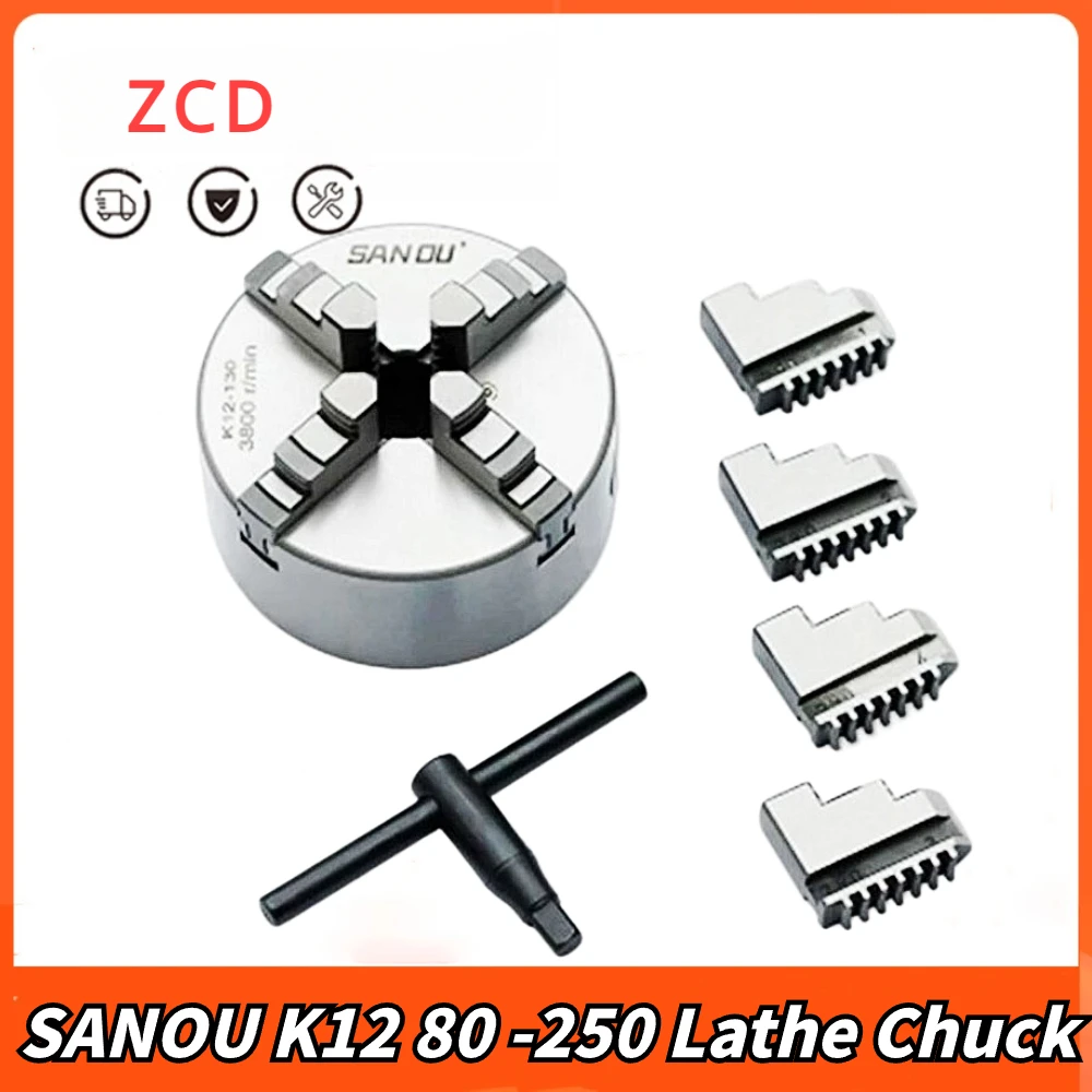 

ZCD K12 80 100 125 160 200 250 130 Lathe Chuck 100mm Sanou Four Jaw Self-centering Chuck 4'' Scroll Chuck For Small