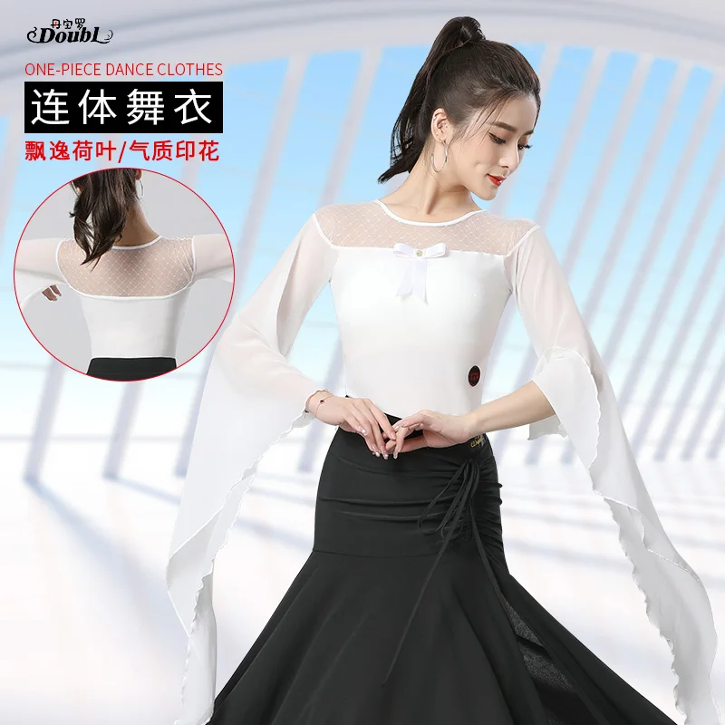 

Doubl Moden Dance Top New Flowing Women's Long-sleeved International Ballroom Waltz Dance Top