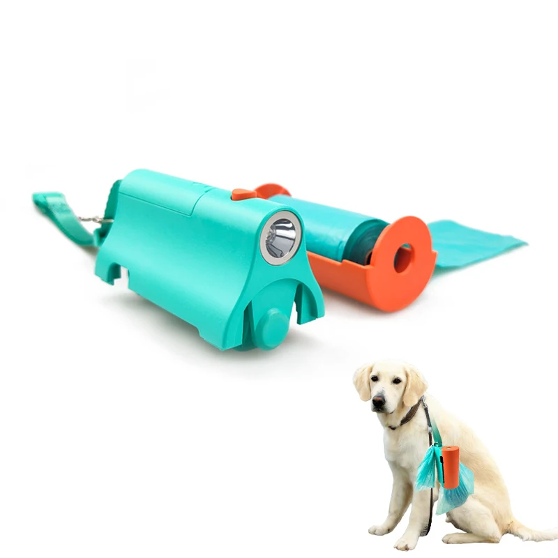 Portable Dog Poop Bag Dispenser Led Flashlight Night Leak Proof Pet