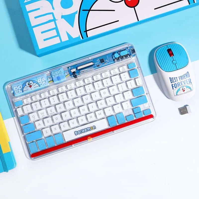 

78 Keys Cute Transparent Bluetooth Keyboard Gaming RGB Mini Keyboard Cartoon Anime Wireless Keyboard Mouse For Laptop PC Tablet