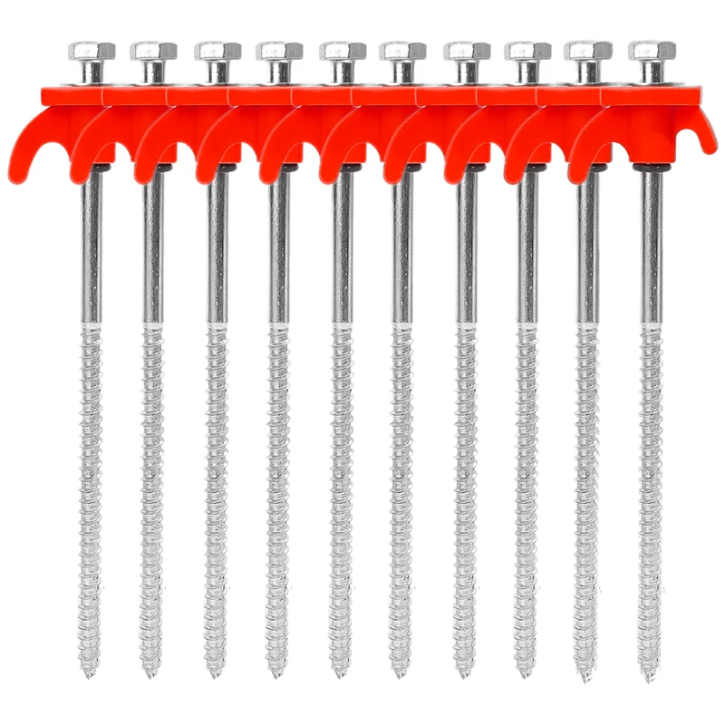 Heavy Duty Metal Spiral Ground Anchors - Set of 10 Camping Tent Stakes with Hex Socket
