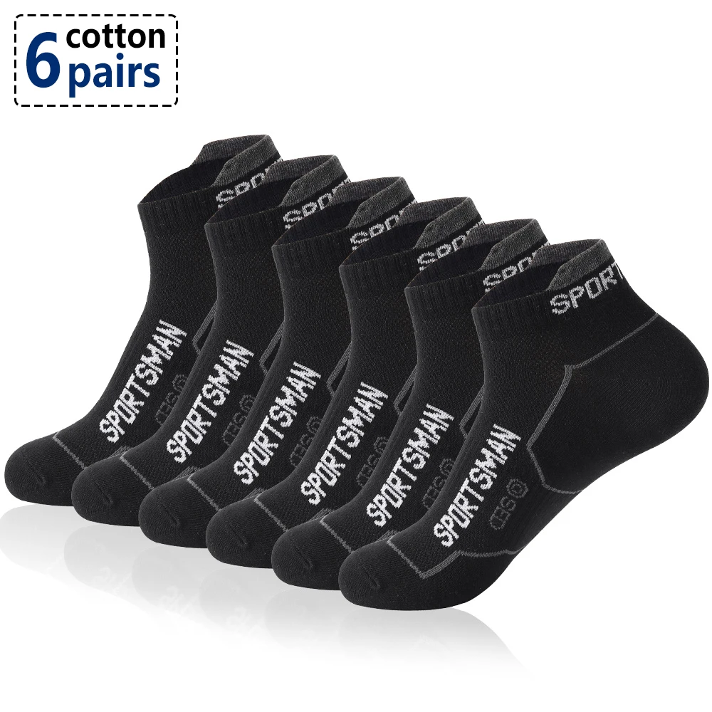 6 Pairs/Lot Spring Summer Men's Sports Running Socks Protective Ankle Socks Thin Breathable Deodorant Fitness Short Socks 38-44 sports basketball socks breathable moisture wicking sports wear socks long or short deodorant sox men spring winter