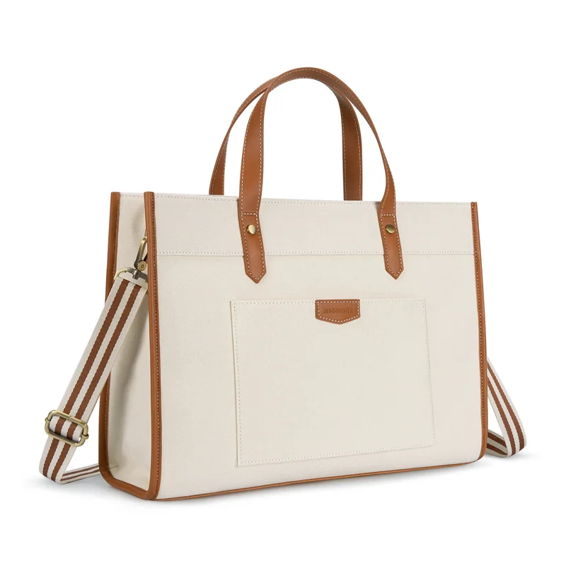 Missnine-maleta Canvas Laptop para Mulheres Bolsa de Ombro de Trabalho Bolsala Casual para Viagem Escritório e Faculdade Ipad 156