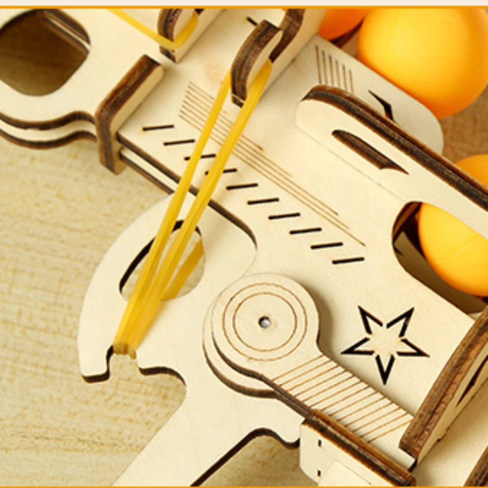 DIY Rubber Band Guns Wooden Puzzle Jigsaw Toys Kids Constructors Assemble Buiding Blocks Pistol Models for Boys Ping Pong Weapon 3