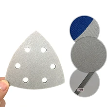 

90mm 6-Hole Triangle Abrasive Sanding Sheet Wet Dry Sandpaper Pad Hook Loop Grit