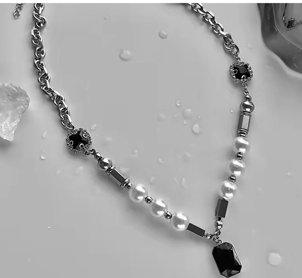 Hip-hop Rhinestones Pendant Pearl Necklace Men Steel Necklace Mens Jewellery Man Necklac pendant necklaces pendant necklace pearl necklace fashion necklace