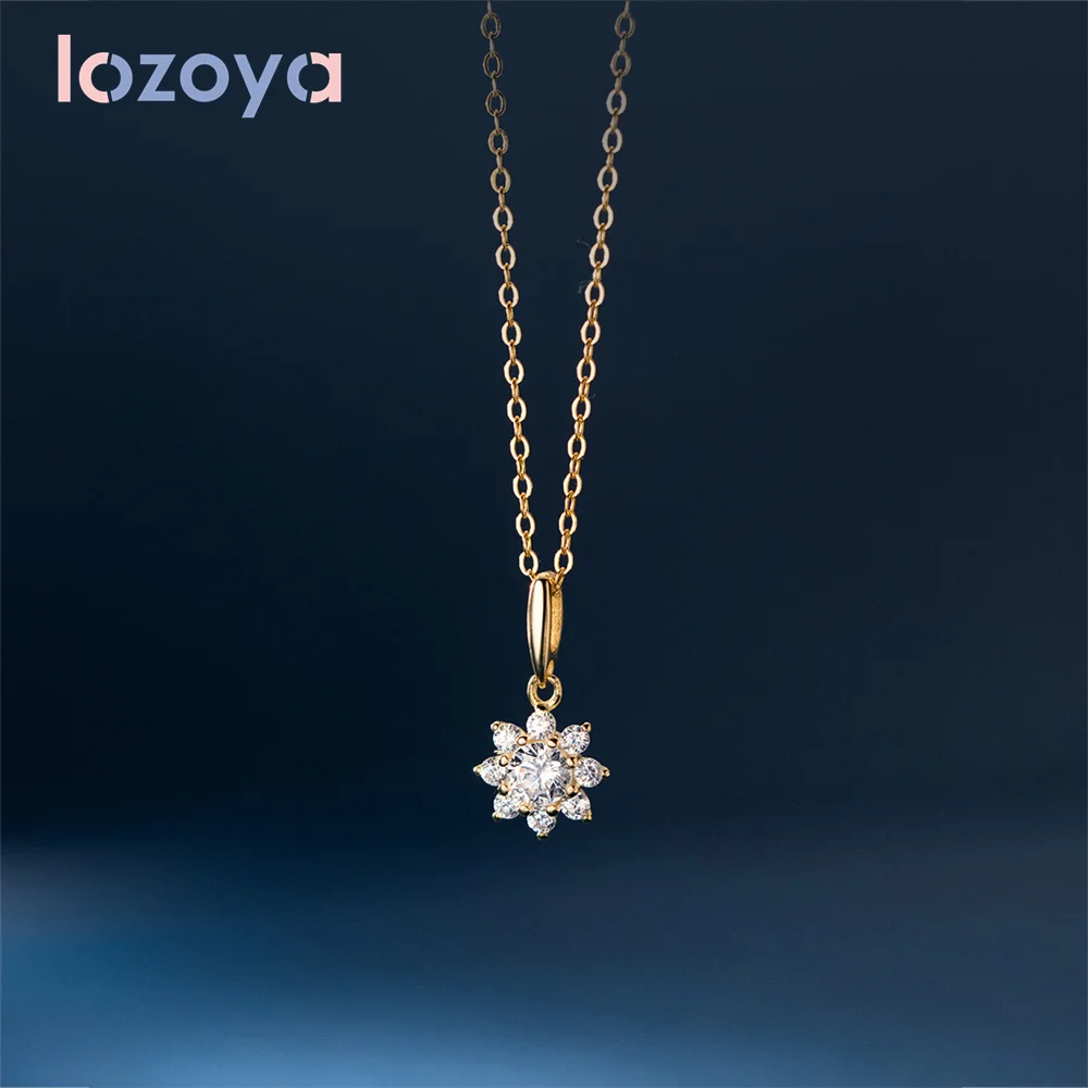 

LOZOYA Necklace For Women 925 Sterling Silver Gold Sunflower Necklace Pendant Clavicle Chain Simple Fashion 2022 Jewelry Gift