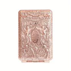 Vintage Hand - Carved Metal Cigarette Case & Portable Tobacco Holder Box (Rose Gold)