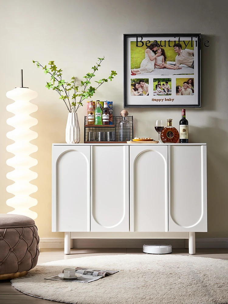 

French Cream Style Sideboard Cabinet White Entrance Cabinet Modern Simple and Light Luxury Living Room Locker