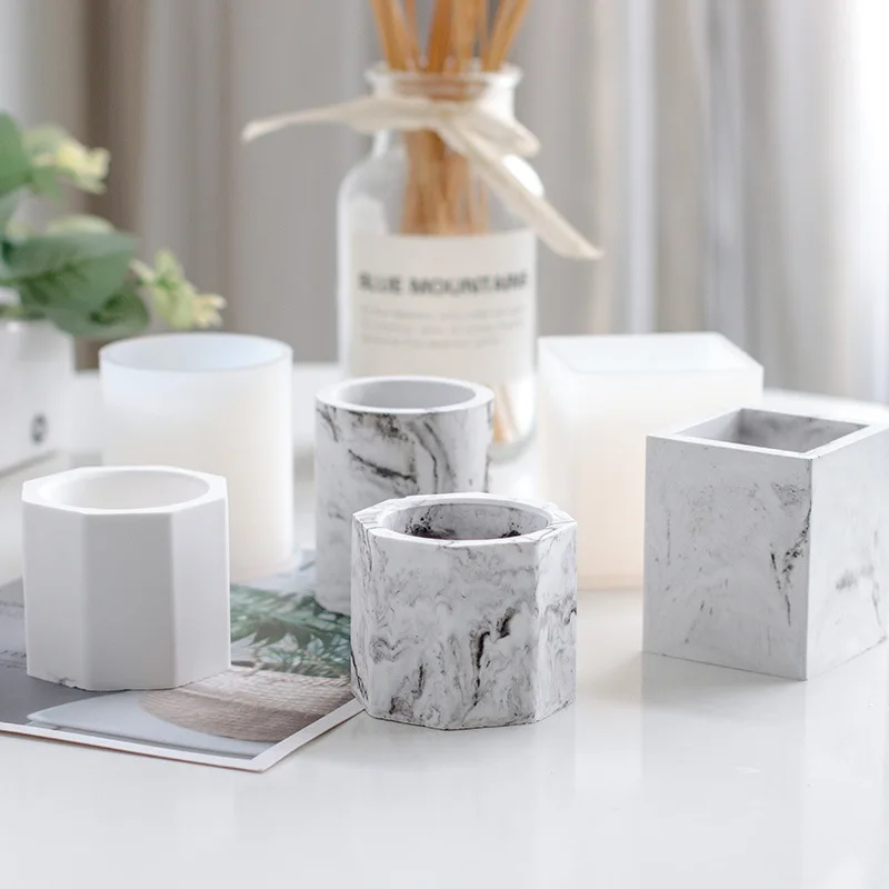 DIY Candle Cup Silicone Mold UV Cement Flower Pot Plaster Mold Household Pen Holder Jewelry Storage Box Handmade flower silicone mould silicone mold