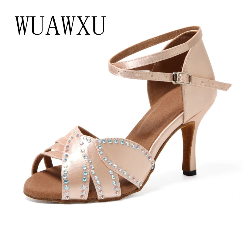 NATASHA Professional Latin Dance Shoes Genuine Soft Sole Dance Shoes Women's 2023 New Summer Cool Shoes Lace Diamond Advanced Da