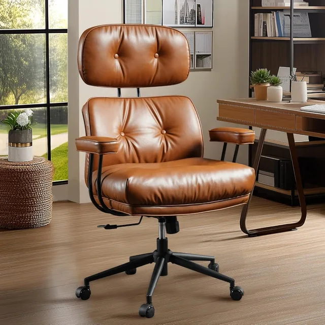Mid Century Modren Big and Tall Office Chair,Large Ergonomic Executive Chair for Heavy Duty People, Computer Desk Task Chair wit