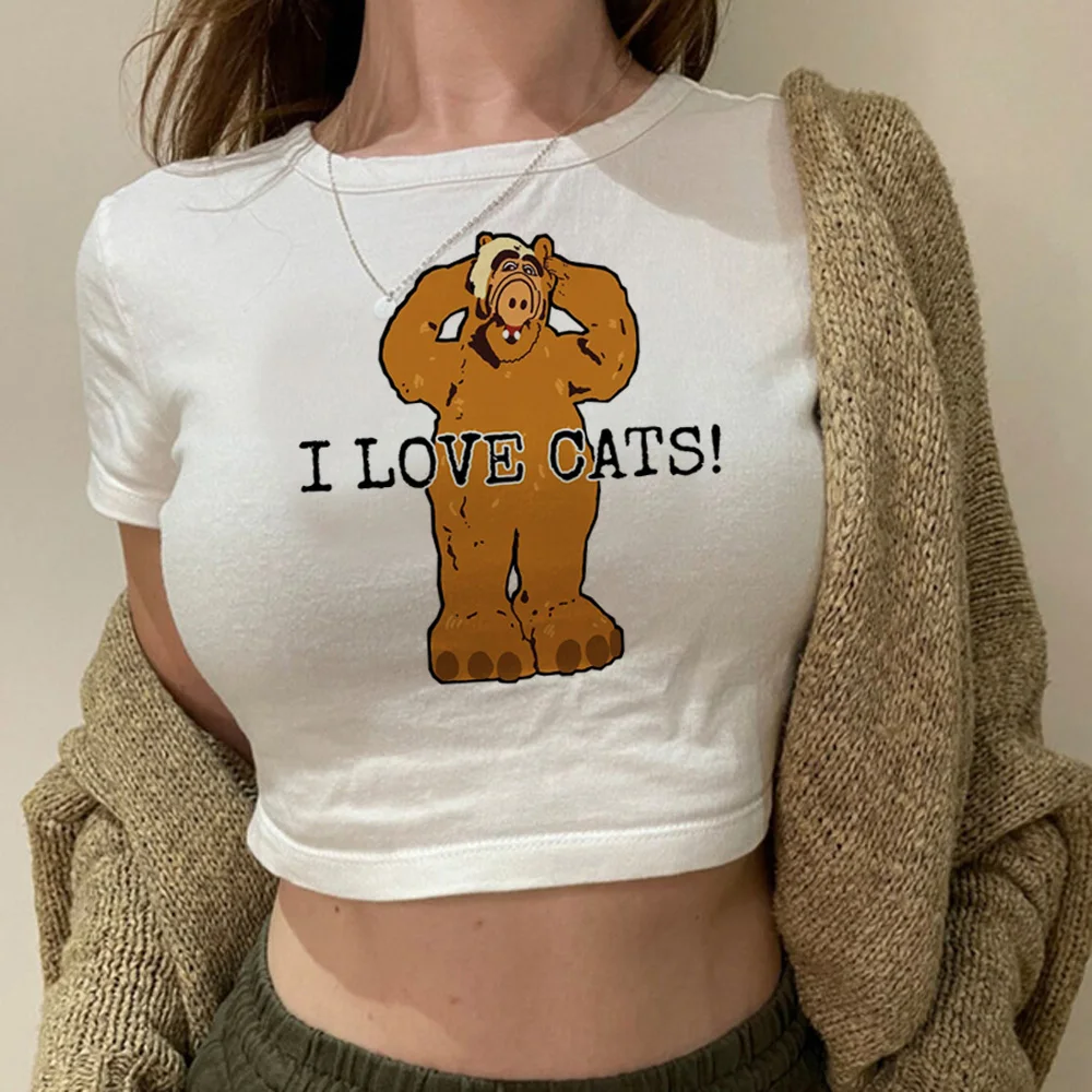 Alf Cyber Y2K Goth Crop Top Donna Kawai Kawaii 2000S Hippie T-Shirt Crop Top