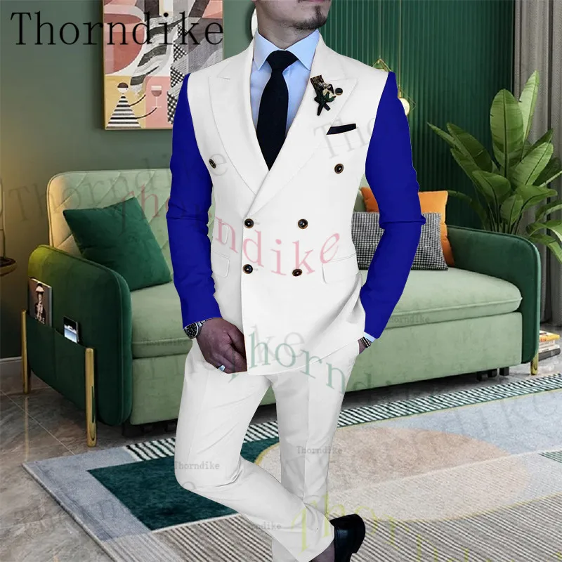 Thorndike Classy Wedding Tuxedos Suits Slim Fit Bridegroom For Men 2 Pieces Groomsmen Suit Male Formal Business (Jacket+Pants）