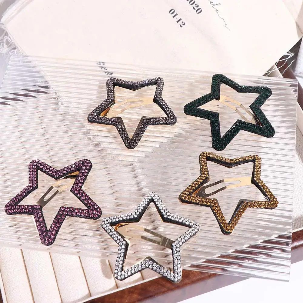 

Metal Rhinestone Star BB Clip\ Personality Geometric Pentagram Star Side Clip Hair Clip Korean Style Hollow Hair Clip Girls