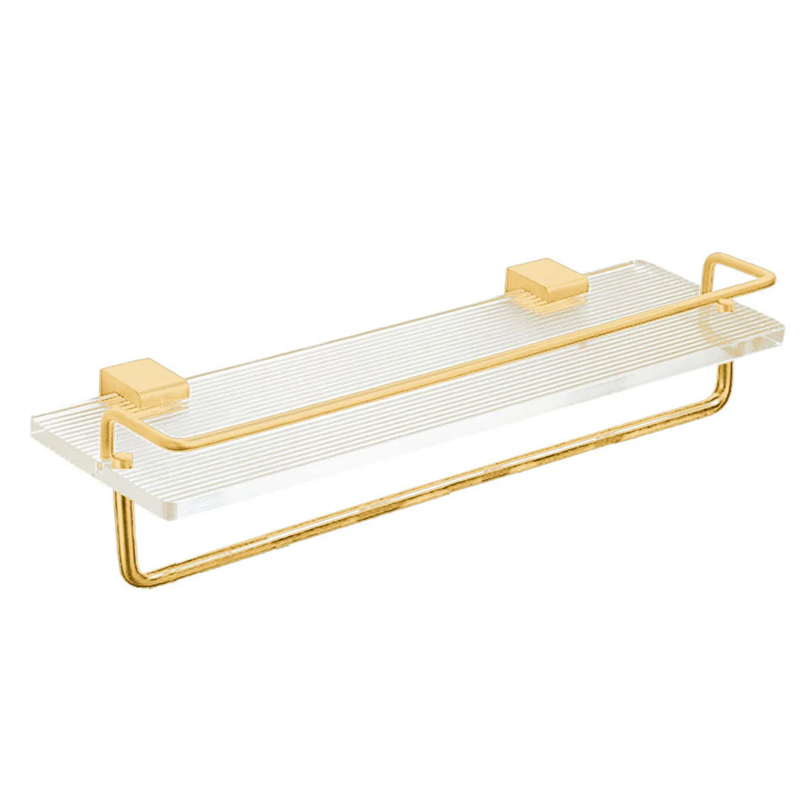 

1PCS Transparent Acrylic Bathroom Wall Mount Organizer Golden Bathroom Mirror Front Wall Hanging Space Aluminum Sink Shelf