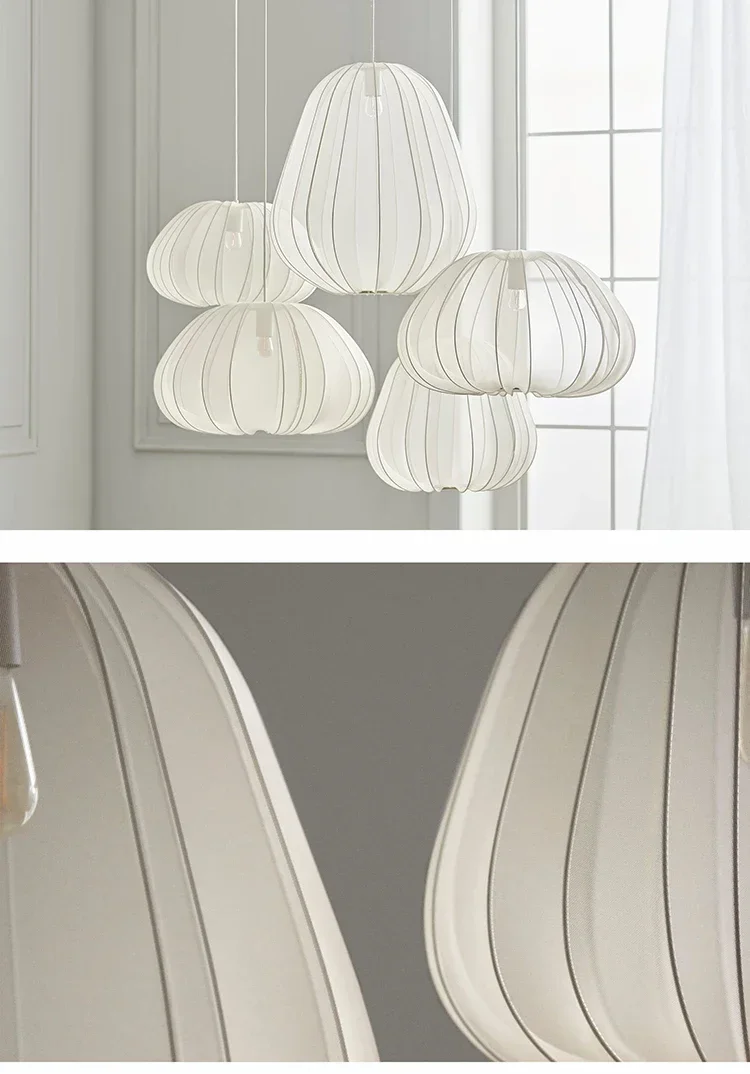 Description Picture 3 of itemNew Scandinavian Design Ceiling Lamps Fabric Lantern Chandelier Balloon Pendant Living Room Bedroom Restaurant Home Decor