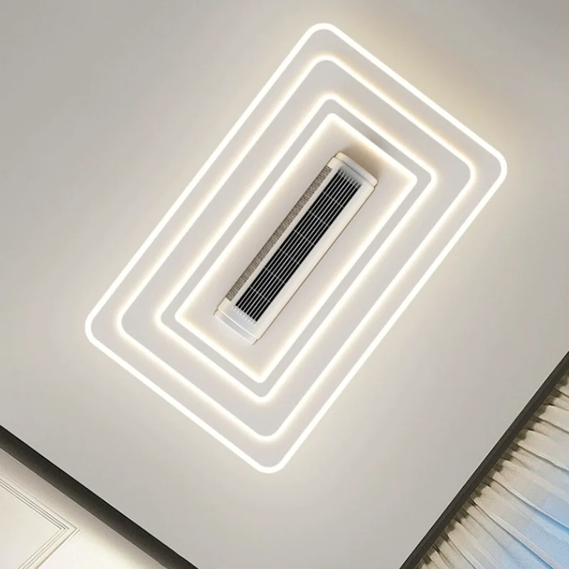 Ceiling fan Led ceiling fan lights Led fan light Home Living room Cylinder Bladeless fan Lights Iron material Rectangle Big size Ceiling fan Lamp LED Remote control Decor Lustre