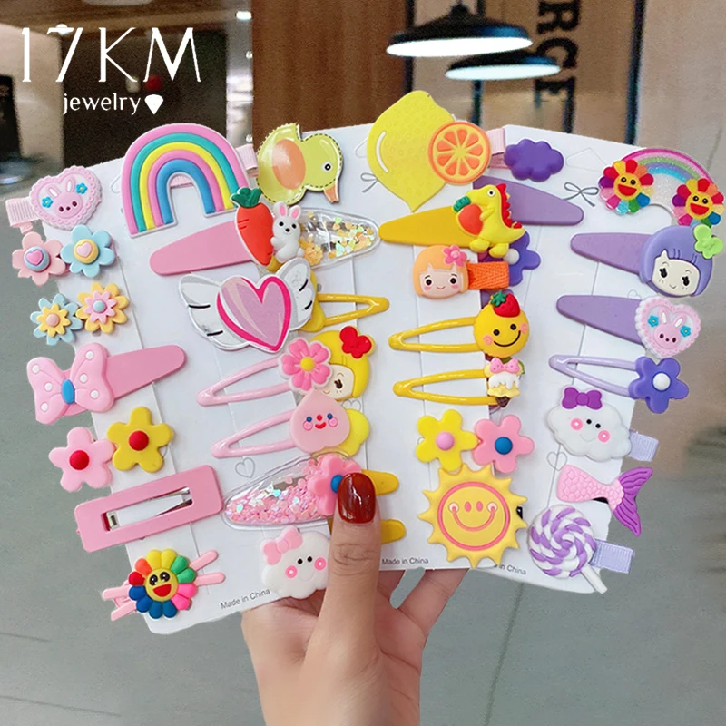 

Sweet Hair Clips Cartoon Rainbow Flower Colorfur Hairpins Children Kids Headband Barrettes Cute Hair Accessories