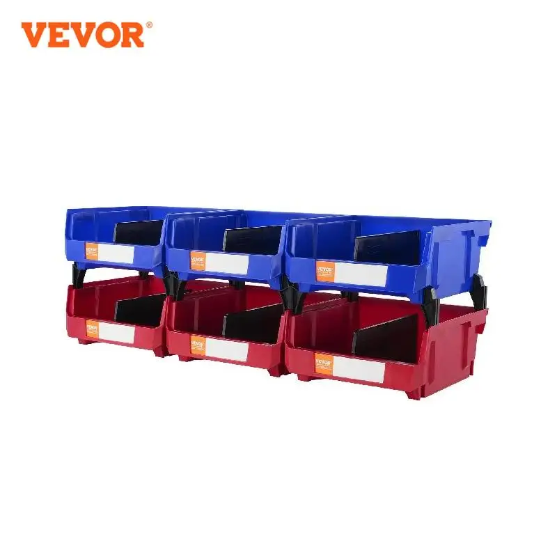 VEVOR 6/12/24pcs Garage Storage Bin Hanging Stackable Wall Mounted Organizer Bin Stacking Containers for Closet Kitchen Office