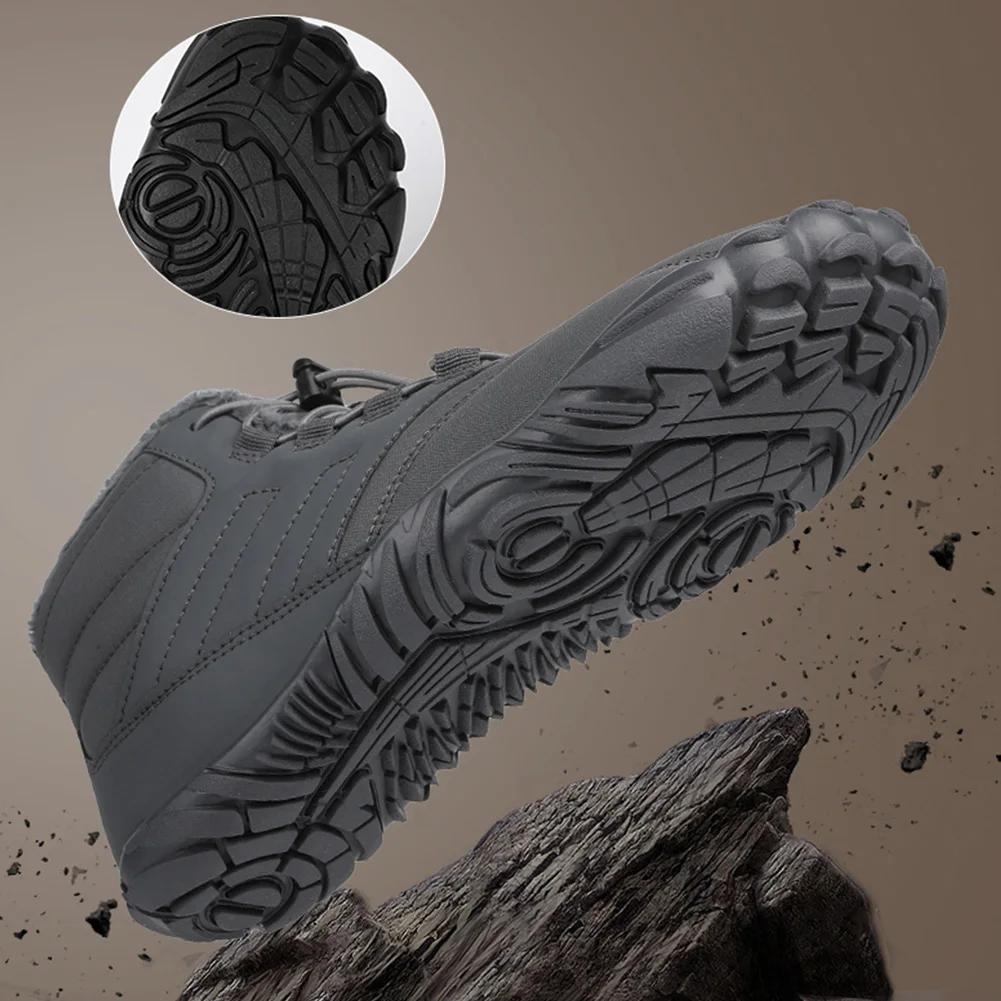 Barefoot Shoes Men Hiking Shoes Toe Shoes Barefoot Shoes Men Women Waterproof Minimalist Non-Slip Breathable Rubber High Ankle Boots for Trekking Climbing