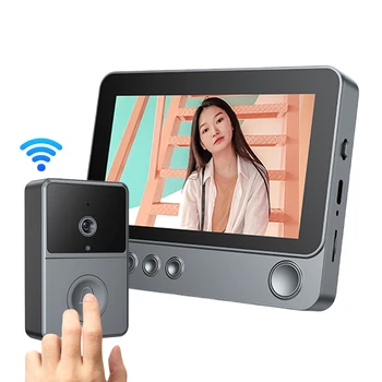 2.4G Wireless Video Intercom Doorbell 4.3 Inch IPS Screen Door Bell Intercom System Two Way Voice Doorbell with Camera Monitor 1