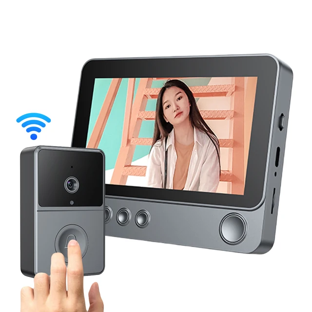 2.4G Wireless Video Intercom Doorbell 4.3 Inch IPS Screen Door Bell Intercom System Two Way Voice Doorbell with Camera Monitor 1