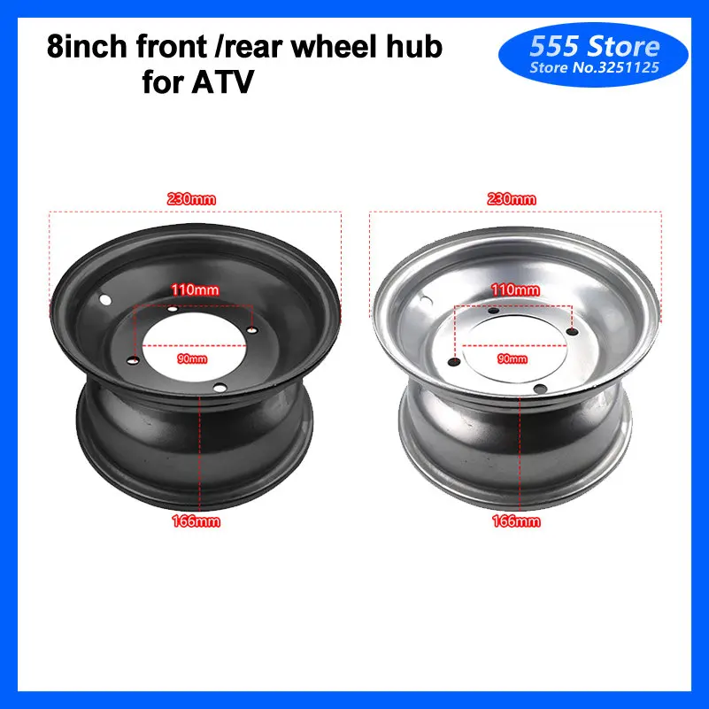 Atv 8 Inch 4/3 Hole Wheels Vacuum Rims 150cc-250cc For The Bull Atv ...