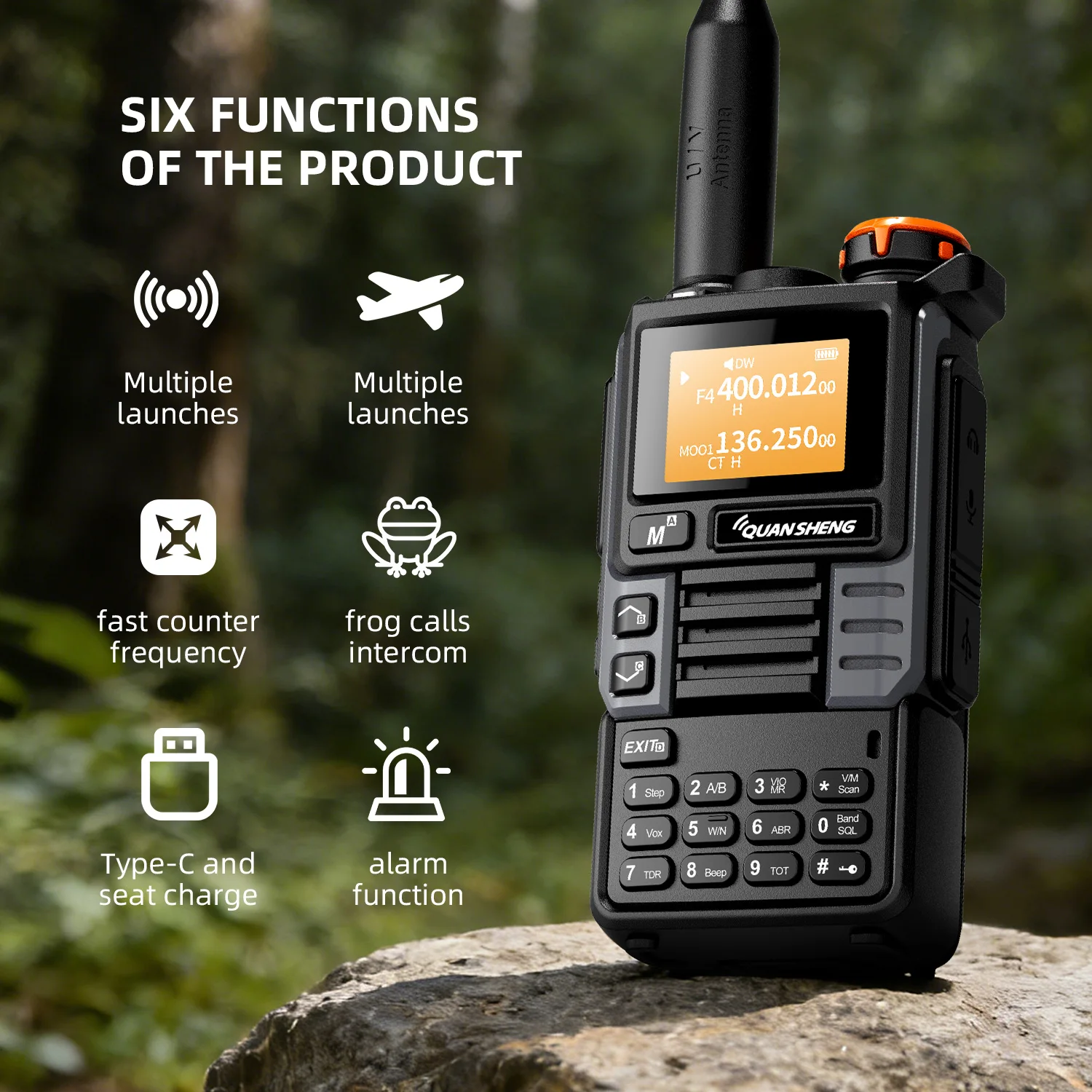 Quansheng UV-K6 업그레이드 UV-K5 (99) 인터폰, 5W 에어 밴드 라디오 C타입 충전, UHF VHF DTMF FM 스크램블러 NOAA 무선 주파수