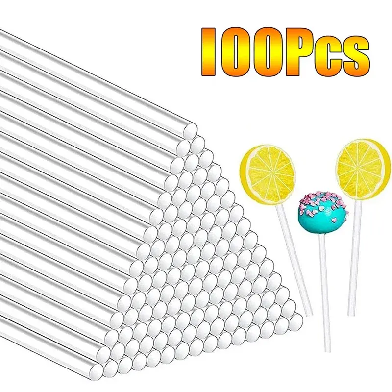 Description Picture 5 of item50/100Pcs Chocolate White Acrylic Lollipop Stick Great Reusable Candy Dessert Bakeware Kitchen Dining Bar Home Garden