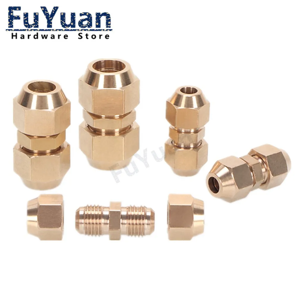 Flared Brass Straight through pipe fittings 1pcs 6/8/10/12/14mm Tube connector Fitting Air conditioning extension tool Fitting