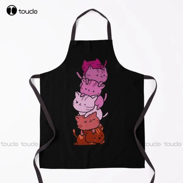 

Kawaii Cat Pile Lesbian Pride Apron Women Waist Aprons For Women Men Unisex Adult Garden Kitchen Household Cleaning Custom Apron