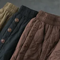 Retro Warm Cotton Quilted Long Midi Skirt High Waist A-Line Skirt for Middle-Aged And ly Women Diamond Patterned f Skirt - Image 3