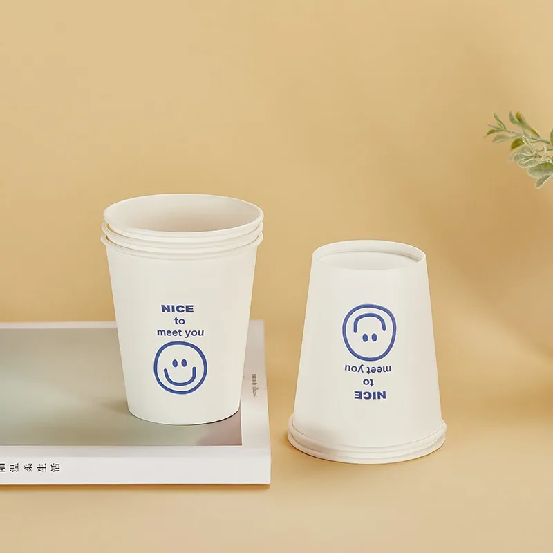 50PCS250ml disposable coffee cups for takeout, thickened paper cups for milk tea, drinking cups, disposable paper with lids