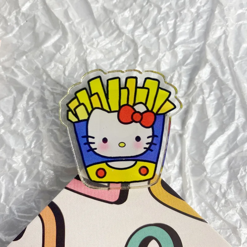5pcs Kawaii Cartoon Hello Kitty Acrylic Binding Clip Student School File Paper Clip Office Stationery Supplies Binding Storage