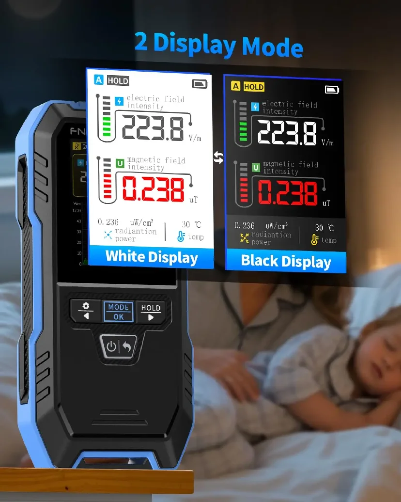 FNIRSI ERD-10 EMF 감지기, 4 in 1 곡선 모드 EMF 방사선 측정기, EMF 리더 전자기장 무선 주파수 감지기