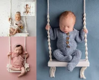 Baby Swing  New Born Photography Props Wooden Chair  Babies Posing  Aid Furniture Infants Photo Shooting  Accessories 2