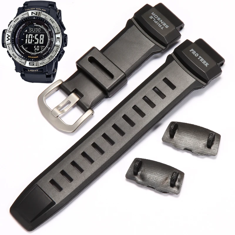 18 mm rubberen horlogeband compatibel met Casio PRG-260/270/550/250 PRW3500/2500/5100 mannen vervangende zwarte armband waterdichte siliconen band met aansluitpakking