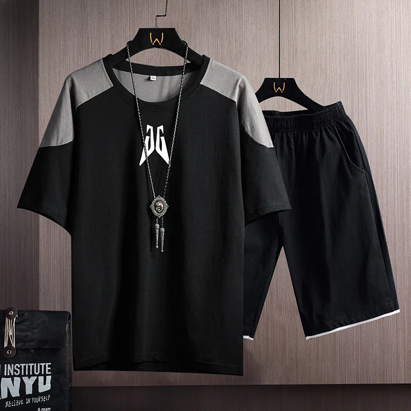 

2023 Summer Men Print Sport Set Suit Hip Hop Harajuku Sports 2 Piece Oversized Running Sportswear Beach Outfits Gym Hombre