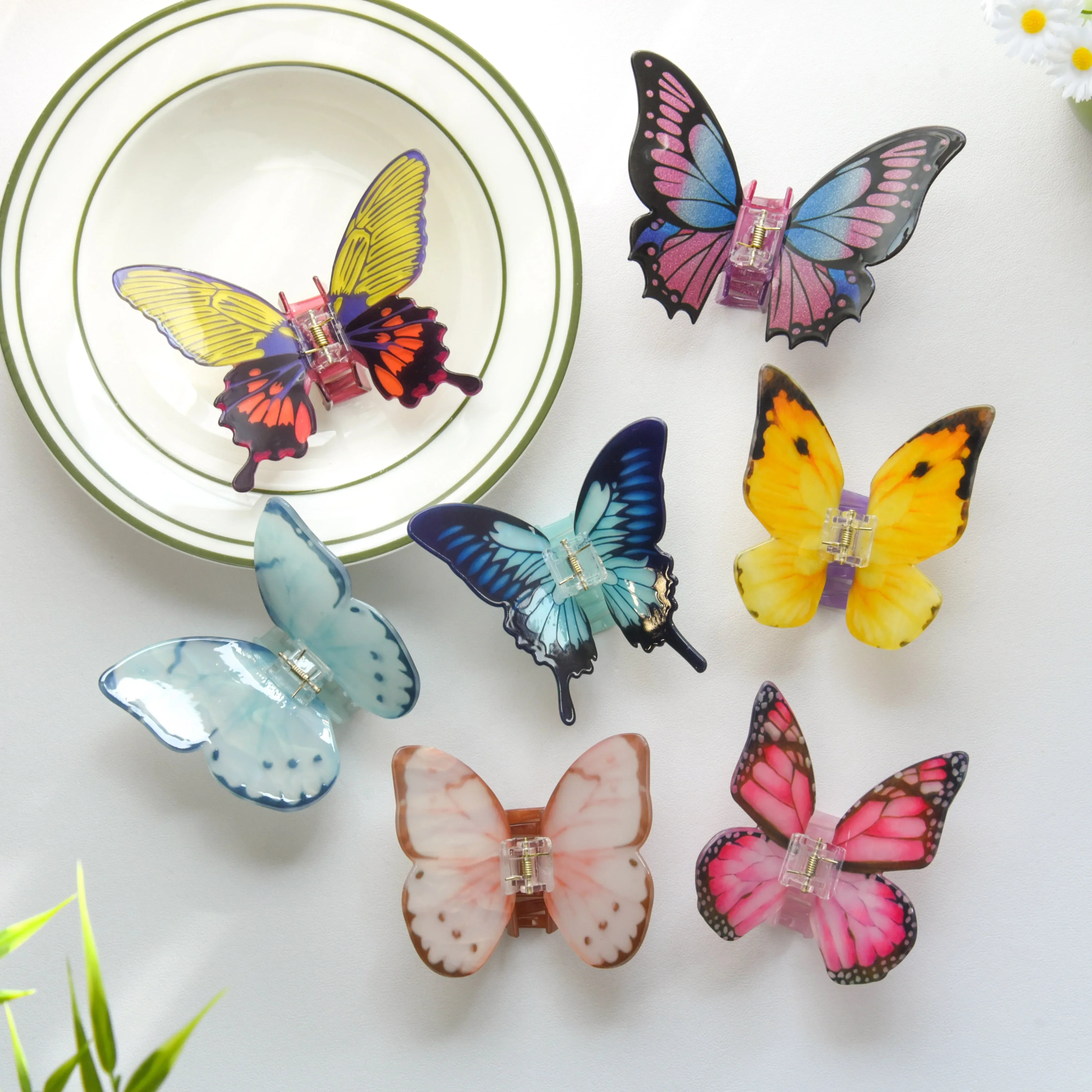 Butterfly World Artiglio per capelli romantico francese Grazioso simpatico farfalla acrilico granchio fermaglio per capelli artiglio accessori per capelli per donne ragazze - AliExpress