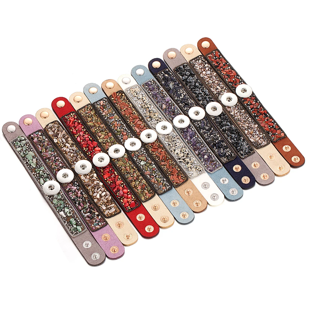 Snap Jewelry Beaded Braided Leather 18mm Snap Button Bracelet 10pcs/lot DIY Interchangeable Charms Bracelet Handmade Bracelet Jewelry
