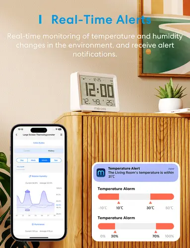 Meross Matter Temperature Humidity Sensor MS130 Hygrometer Thermometer Smart Home Backlight Smart Life Support Alexa - Image 4
