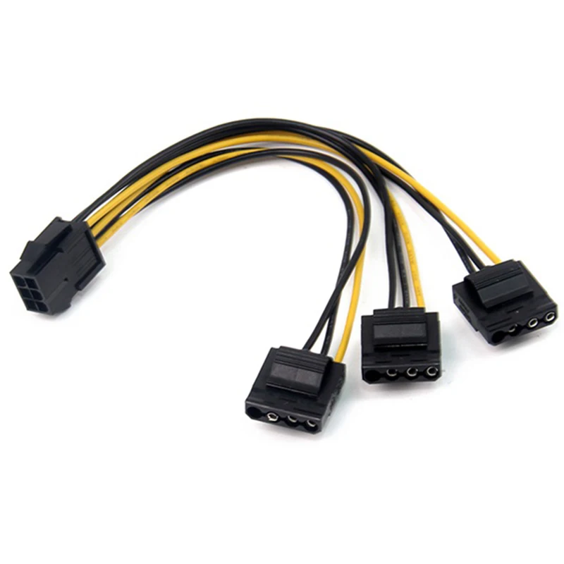 

3 X видеокарта Molex с 4-контактным на 6-контактный PCI Express Pci-E ATX PSU кабель преобразователя питания Molex на Pcie 6-контактный на 4-контактный адаптер