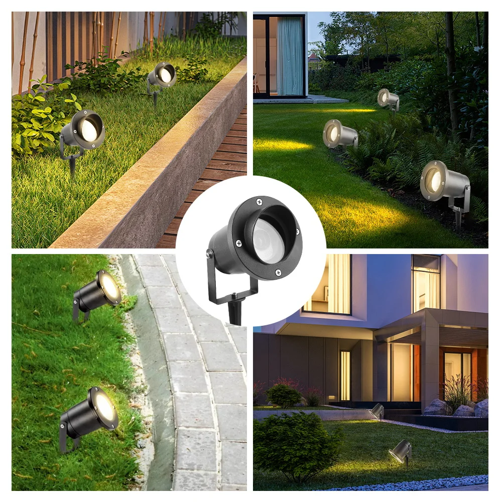 Lawn Lamp 85-265V Outdoor LED Lawn Light GU10 Replaceable Bulb Pathway Lamp Waterproof Garden Patio Lamp Landscape Spotlight Walkway Yard