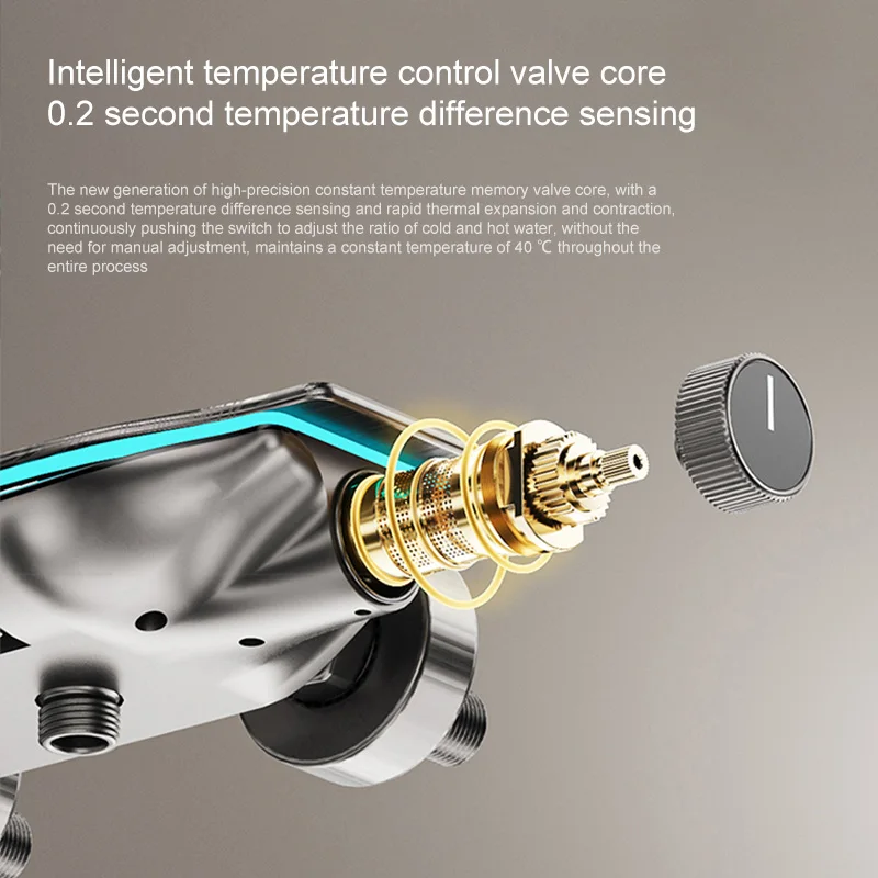 Shower Set Bathroom Constant Temperature Digital Display Atmosphere Light Booster Shower Head Supports